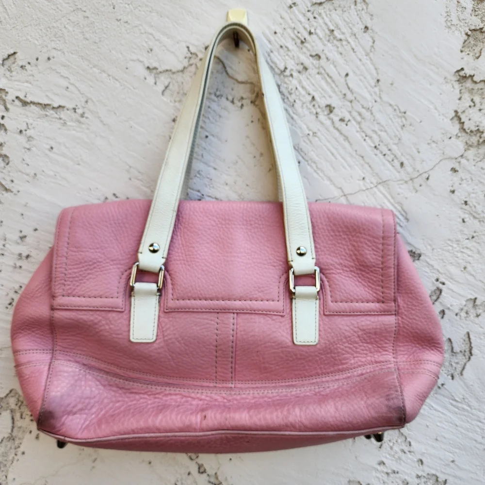 Coach light Pink white twist lock handbag purse bag - Picture 7 of 7
